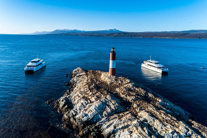 Catamarans Francesco III and Elisabetta at the Les Eclaireurs Lighthouse.