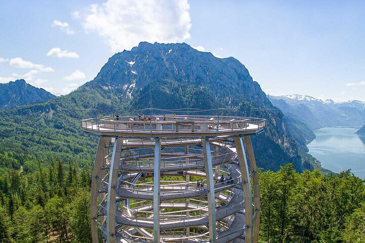 Breathtaking views await at the treetop walk where lush forests meet majestic mountains. Perfect for memorable hikes and stunning photo opportunities in Austria's scenic landscape.