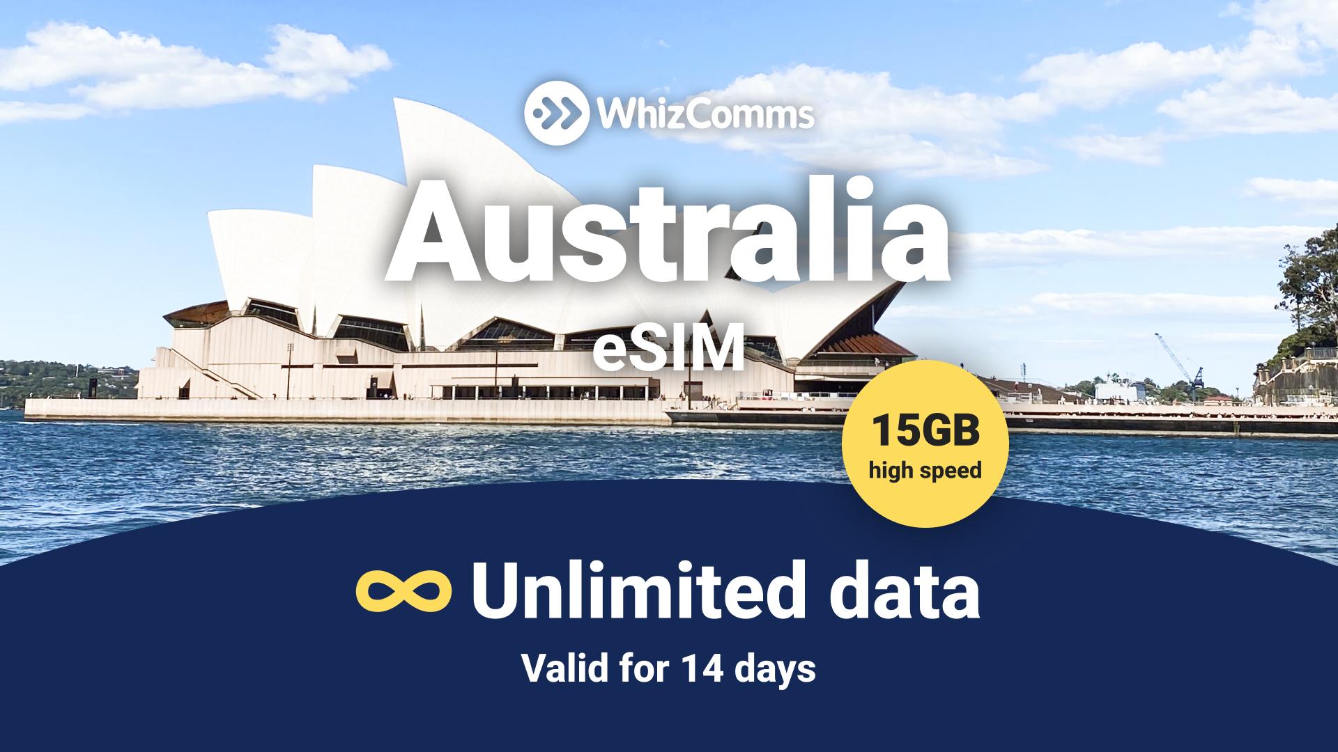 WhizComms 14-Day 15GB Unlimited Australia eSIM - Photo 1 of 1