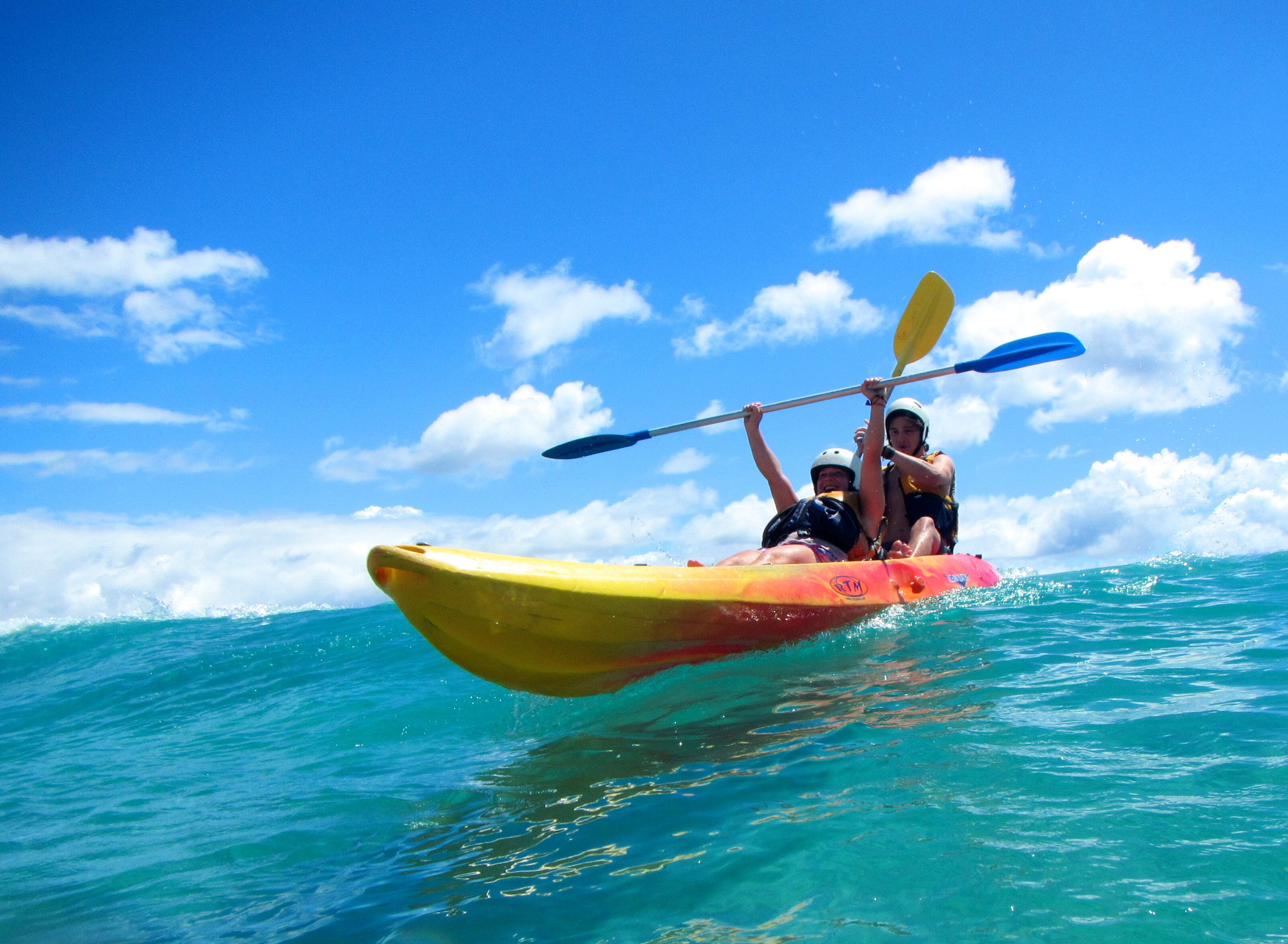 Paddle out east on a kayak over Byron Bay's clear blue waters, and maybe meet some cool sea creatures.