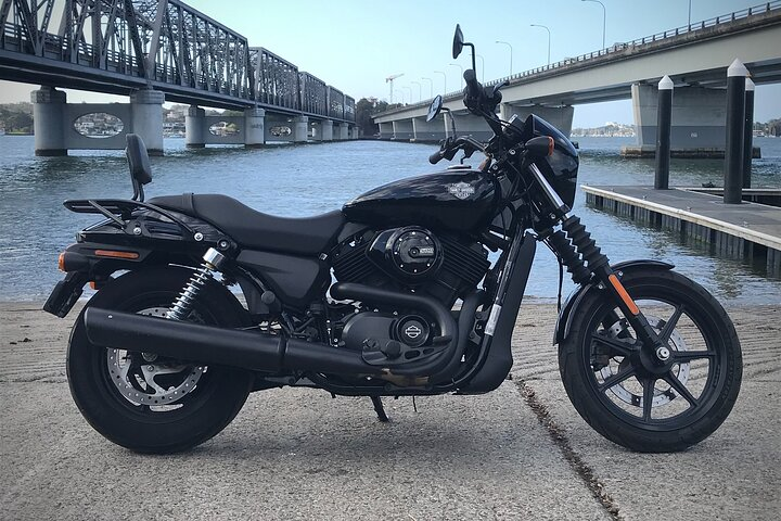Experience the freedom of the open road as you cruise around Taren Point with scenic views and the wind in your hair on a Harley Davidson Street 500.