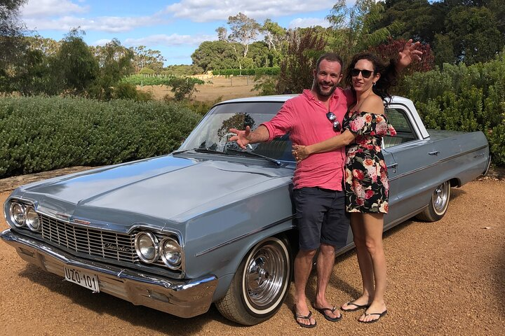 Explore the stunning Margaret River region in a classic Chevy visiting unique wineries and enjoying gourmet lunches with expert insights on local flavors and hidden gems.