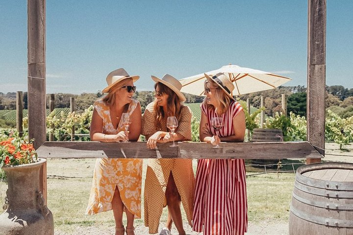 Delight in the charm of the Mornington Peninsula while tasting local wines and beers with friends surrounded by stunning vineyard views and the joy of shared experiences.