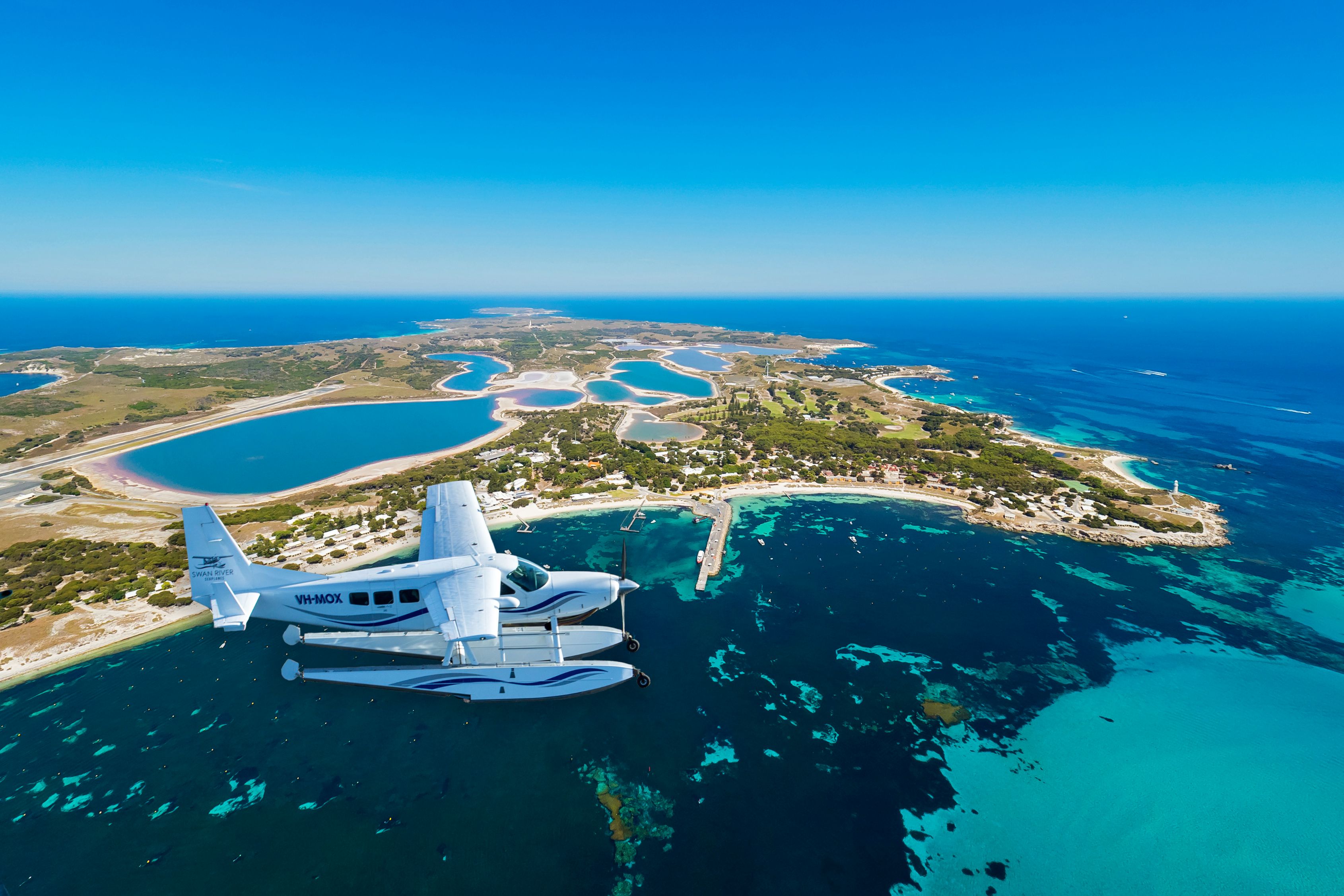 Experience breathtaking aerial views of Rottnest Island while flying in a luxurious seaplane leading to a gourmet beachside lunch filled with fresh local flavors. Enjoy an unforgettable getaway.