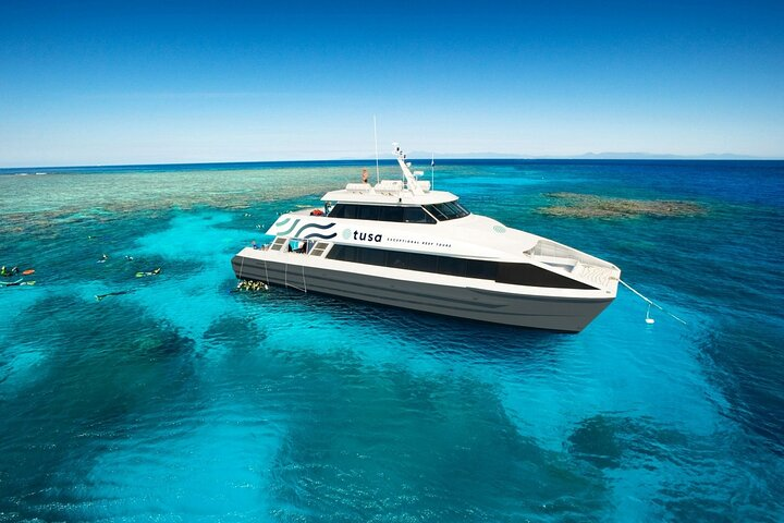 Purpose built, modern Tusa vessel moored at the Outer Reef