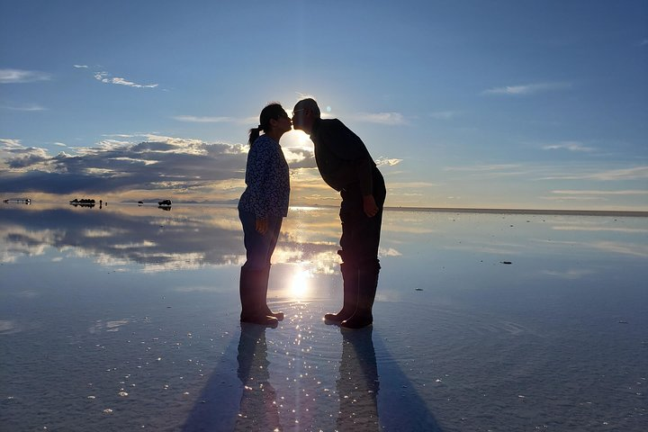 Sunset effect mirror Salar de Uyuni
