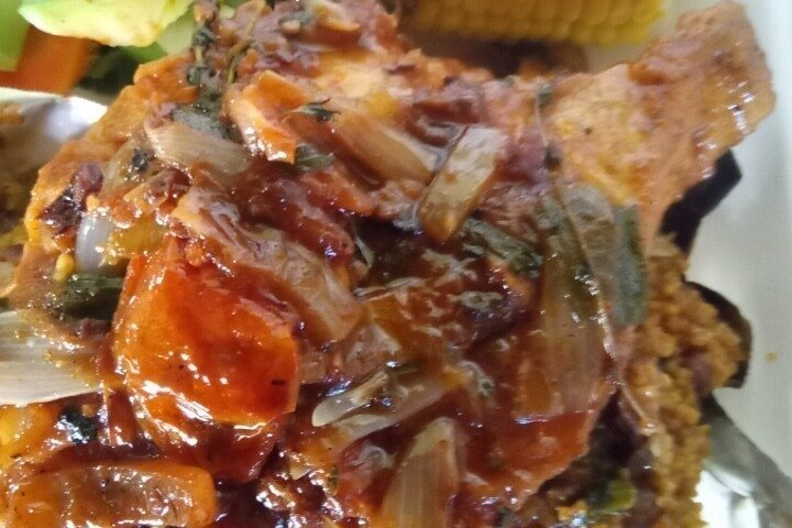 Steamed Grouper served with Peas n Grits, Broccoli and corn