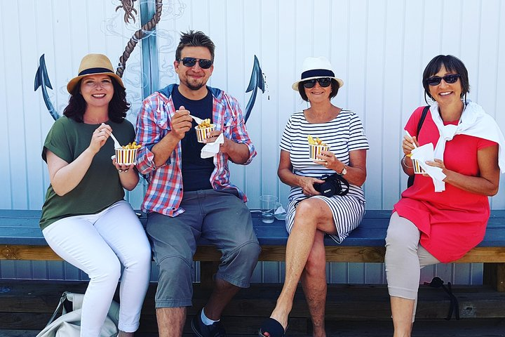 Enjoying a Poutine at the wharf