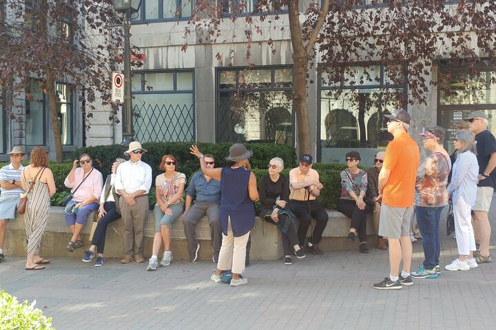 I am guiding a private group in Old Montreal during the summer. Guests are always invited to sit for a few minutes while I enchant them with some of the stories on our stops. Ruby