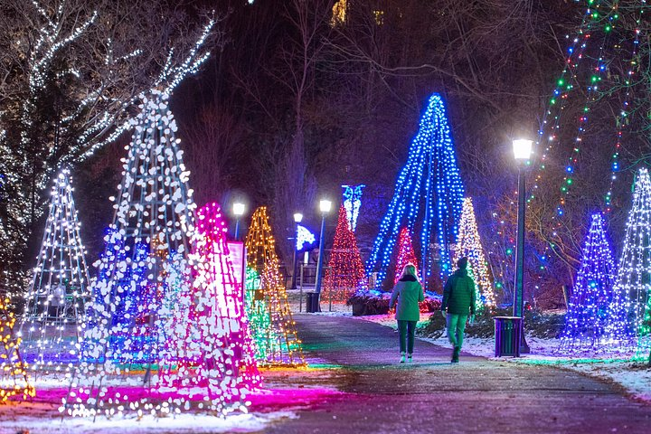 Sparkling Christmas light display overlooking the Niagara River at the Winter Festival of Lights