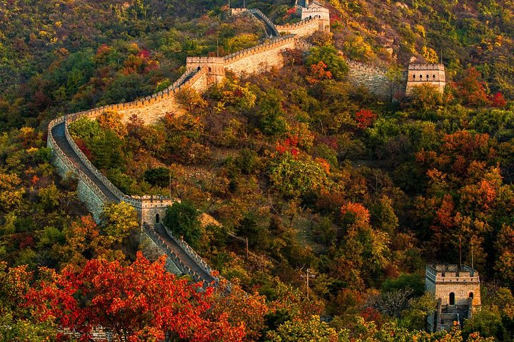 Explore the stunning views of the Great Wall framed by autumn hues while enjoying insightful conversations with your English-speaking driver. Perfect for creating lasting travel memories.