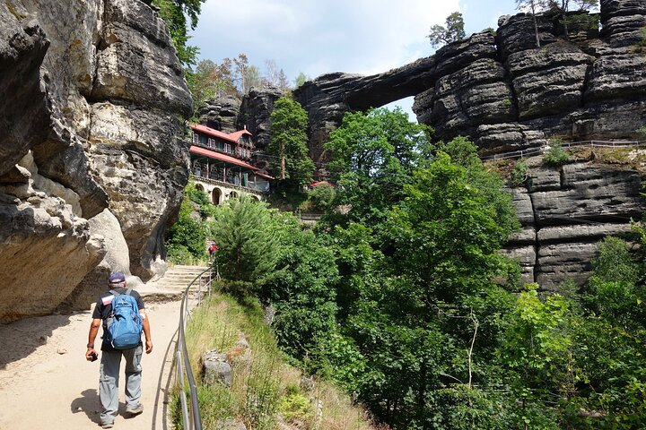 Hiking to Pravcicka Gate, the biggest sandstone arch in Europe.