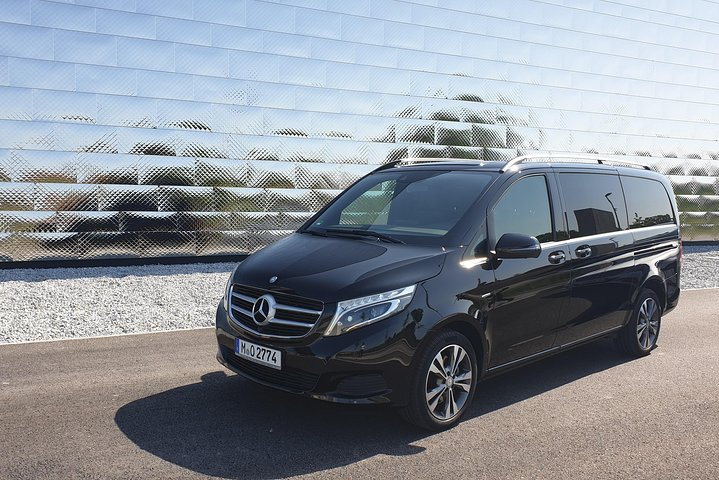 Arriving in style with the Mercedes Benz V-Class enhances every travel experience combining luxury and comfort for a seamless transition from the airport to your Munich adventure.