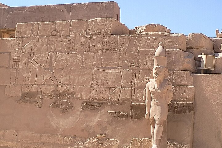 King Ramses the 3rd infront of his temple at Karnak temple Egypt