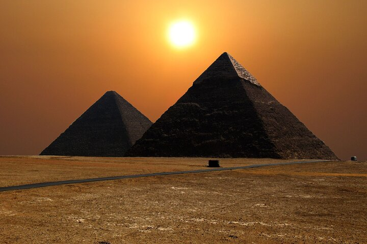 sunset at Giza pyramids