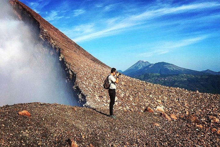 Crater of Telica Volcano with a landscape view to San Cristobal Volcano 
