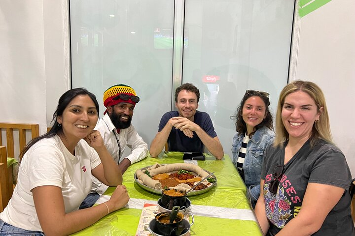 At the Community Resturant having Ethiopian traditional food Shiro and Beyaynt