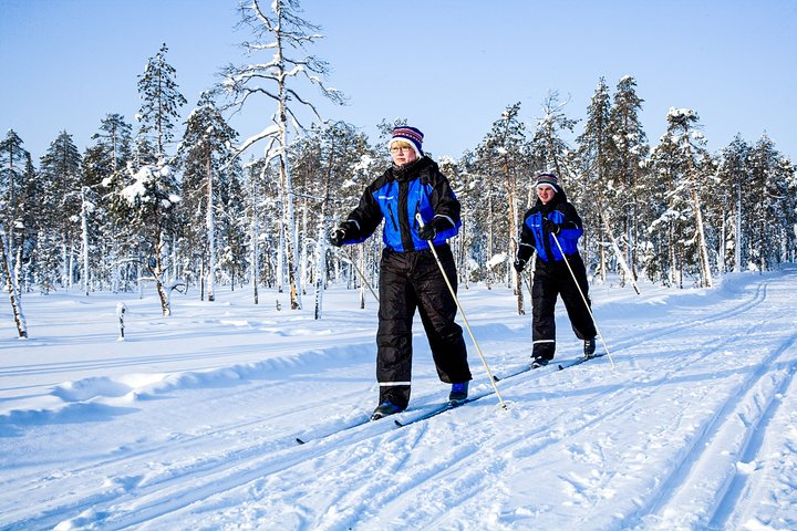 Experience the joy of cross-country skiing through pristine snow-covered landscapes guided by locals who share their love for nature and adventure in Rovaniemi.