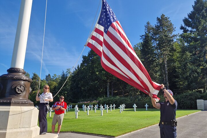 Taking down the flag at the US Cemetery - Belleau Wood