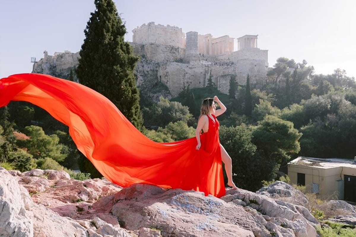 red dress athens Flying dress in Athens