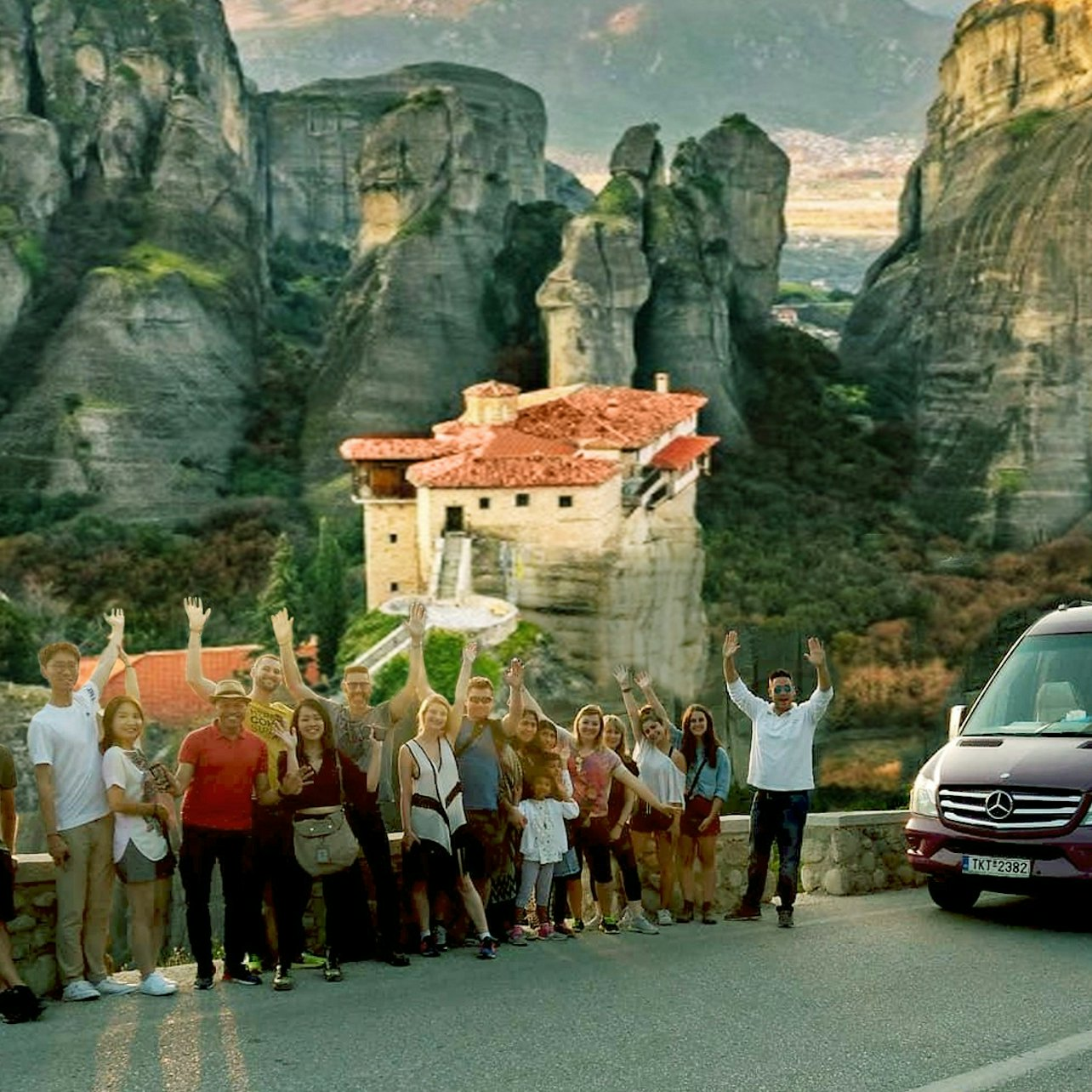 Experience the awe of Meteora's majestic monasteries perched atop towering rock formations. Engage with fellow travelers while soaking in the stunning views and rich history of this unique destination.