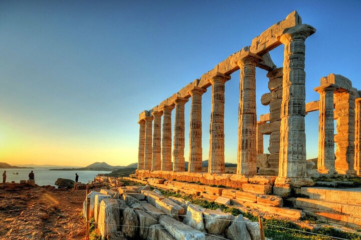 Unique sunset in the are of Sounion