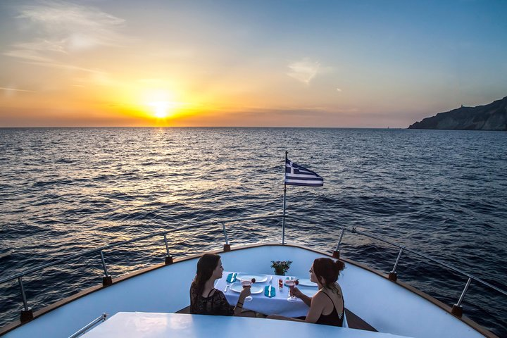 Santorini: Motor Yacht Sunset Cruise with 5-Course Dinner - Photo 1 of 6
