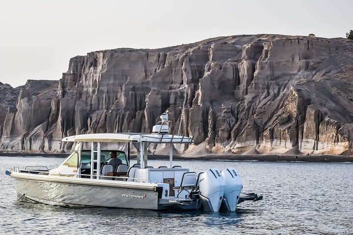 Private Axopar 37 MotorYacht Cruise in Santorini w/ Snack & Drink - Photo 1 of 17