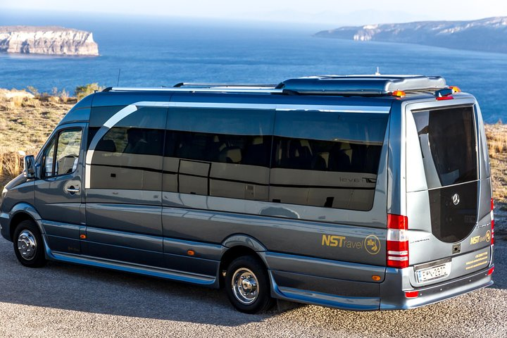 View Santorini from private vehicle