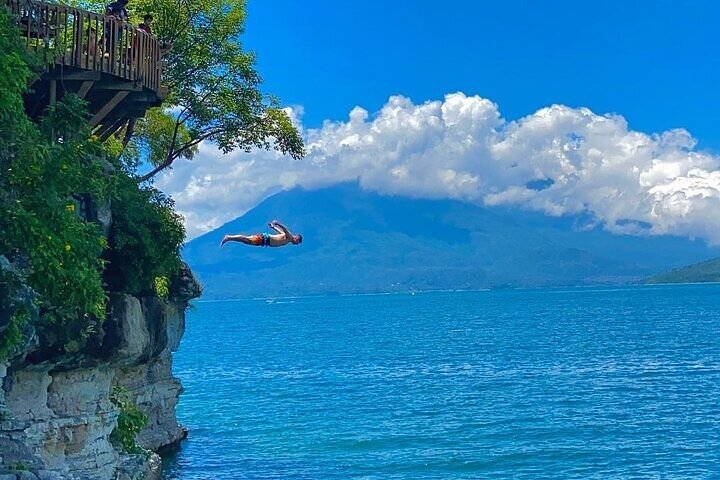 Cliff Diving in Cerro Tzankujil