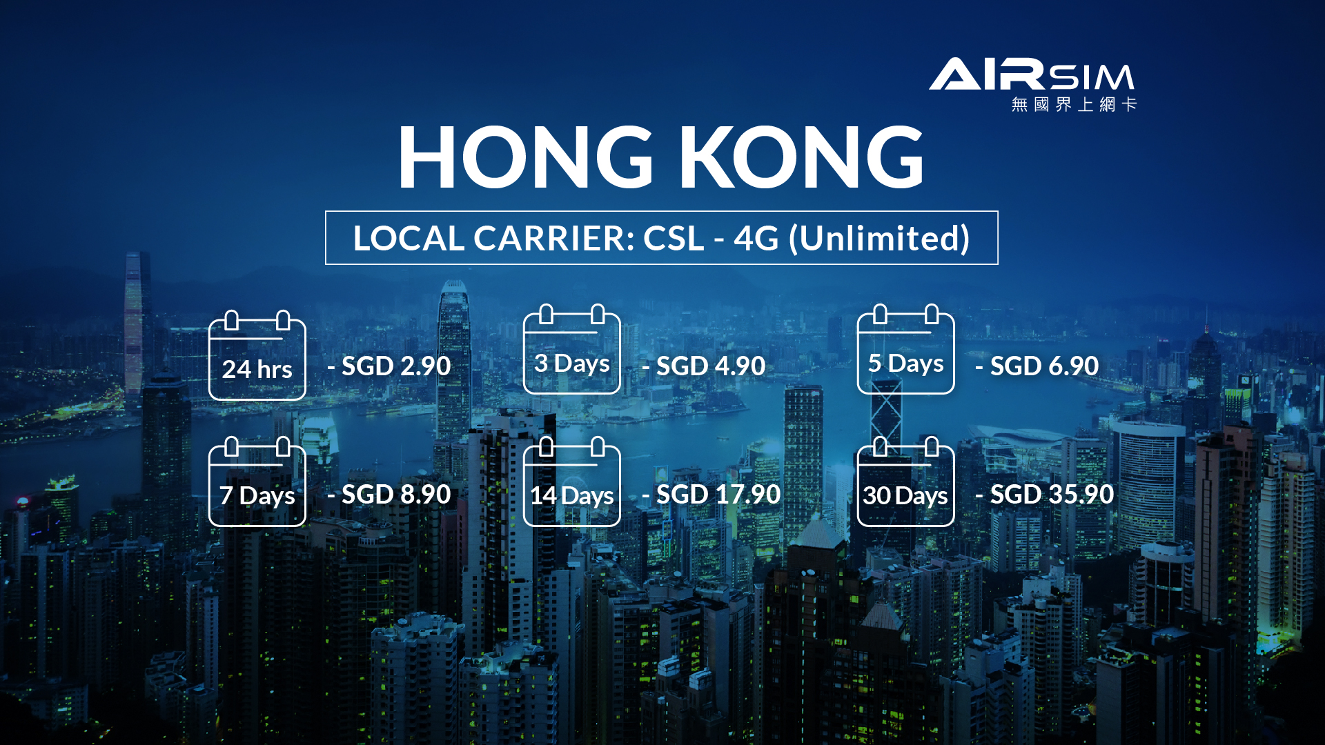 AIRSIM Reusable Global Travel Prepaid SIM – Hong Kong in Hong Kong | Pelago