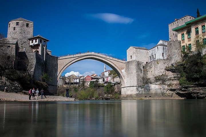 The Old Bridge in Mostar over the Neretva River.