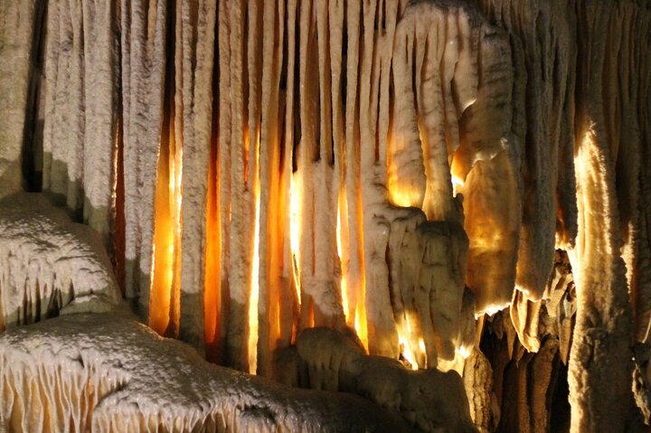 The stalagmites and stalactites in Postojna cave