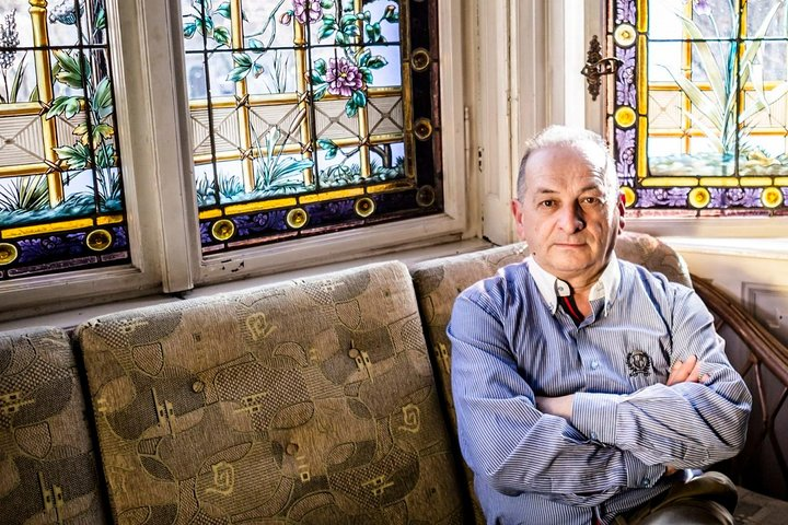 Unique and authentic Miksa Roth painted glass window, with expert guide
