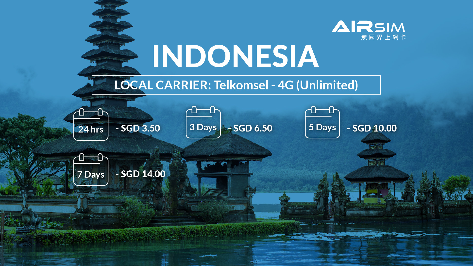 AIRSIM Reusable Global Travel Prepaid SIM – Indonesia in Indonesia | Pelago