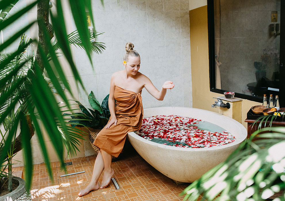 Relax in a serene oasis at Bali Orchid Spa where soothing flower baths and tranquil surroundings invite travelers to unwind and rejuvenate their senses after exploring Kuta.