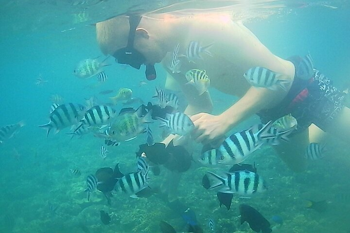 Snorkeling in blue lagoon ocean bali