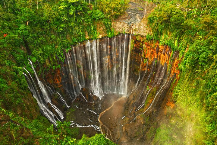 Tumpak sewu waterfall view from the sky