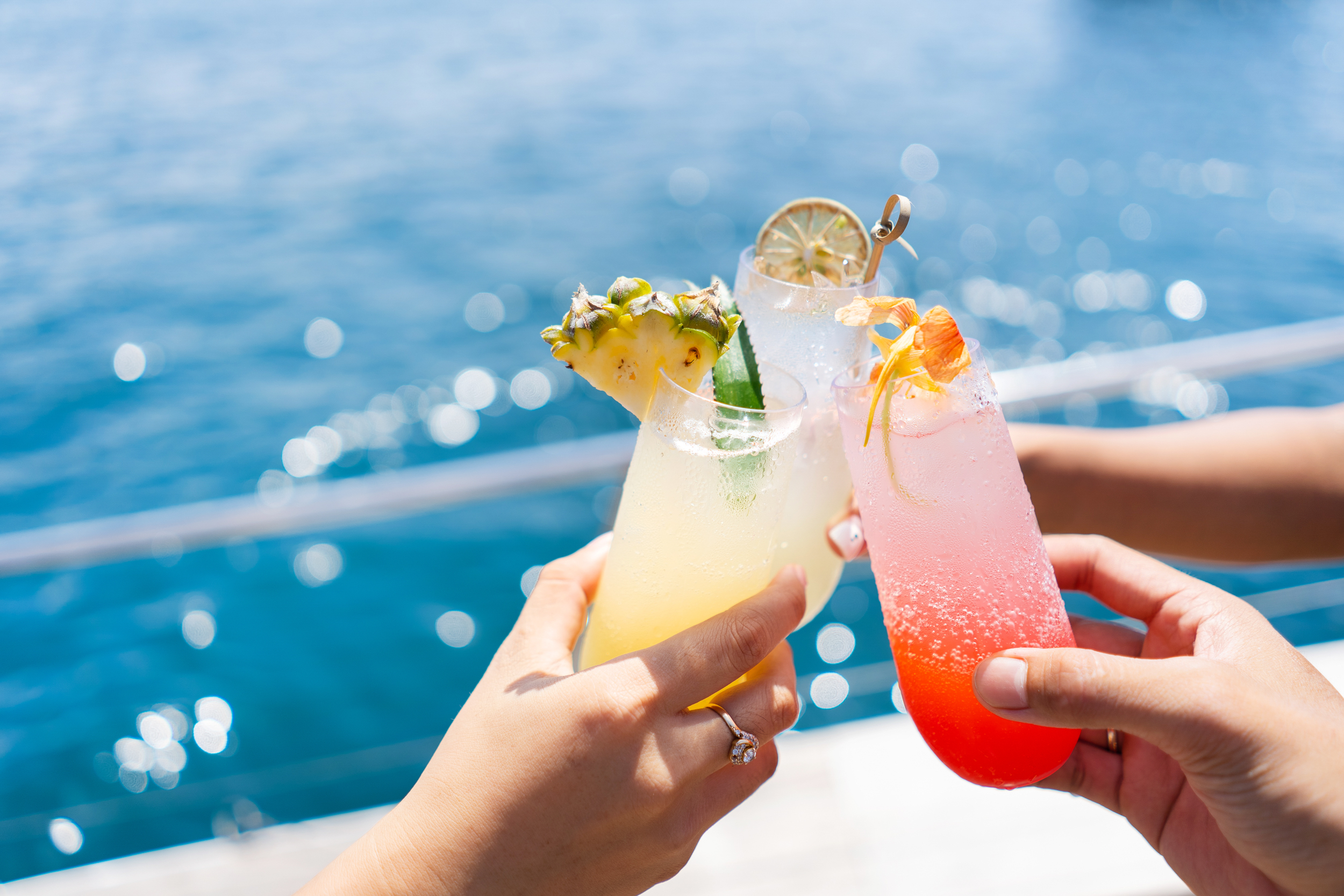 Sip on refreshing cocktails as you glide over Bali’s crystal-clear waters surrounded by stunning scenery and golden sunsets creating unforgettable moments on Shivanna's Sunset Cocktail Cruise.
