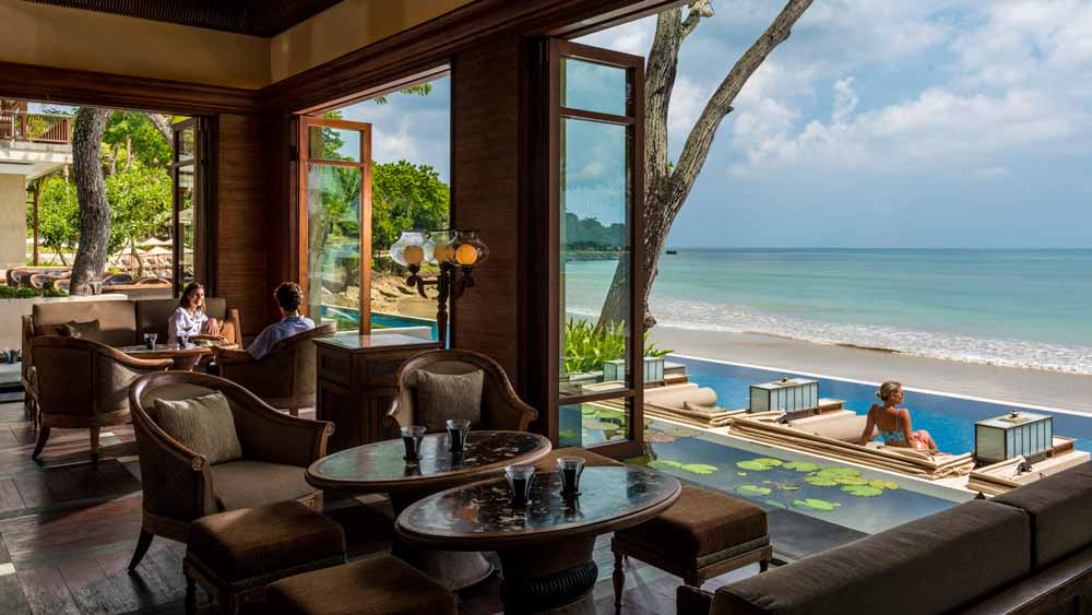 Relax in style at Sundara Beach Club where stunning ocean views and beachside lounging create the perfect backdrop for delightful meals and romantic moments under the sun.