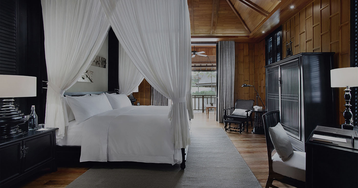 Experience luxurious comfort at The Sanchaya where elegant design meets serene beachfront views creating a perfect retreat for relaxation and rejuvenation on Bintan Island.