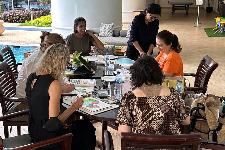 Immerse yourself in a serene watercolor workshop where creativity flows freely allowing connections and expressions to emerge amidst the soothing sounds of water and mindful artistry.