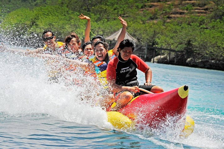 Enjoying the banana boat ride