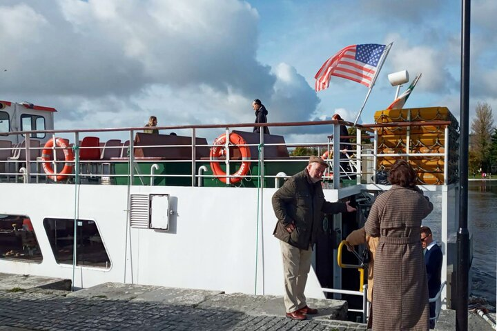 Passengers board Sightseeing Cruise boat.