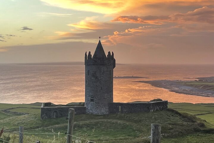 Tower house castle on the County Clare coast near the Cliffs