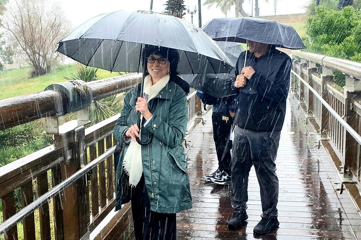 Happy in the rain in Jaffa