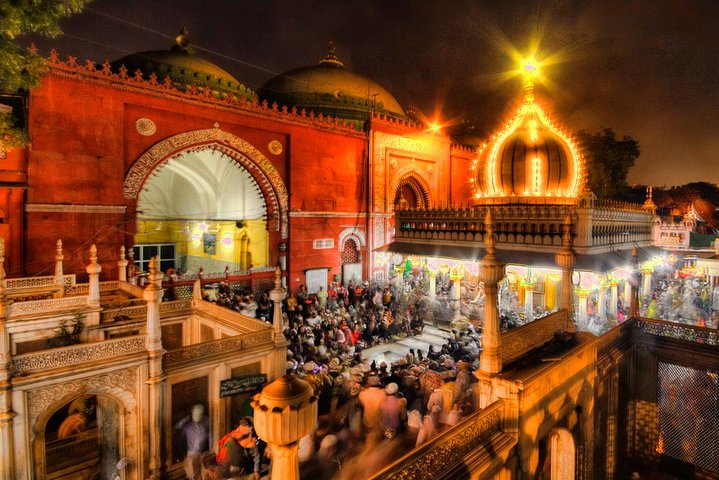 Dargah illuminated in the night