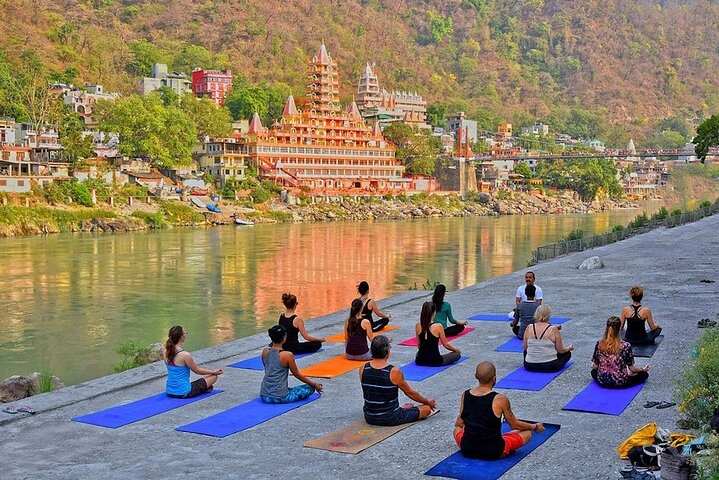 Yoga Session on the bank of river Ganges.