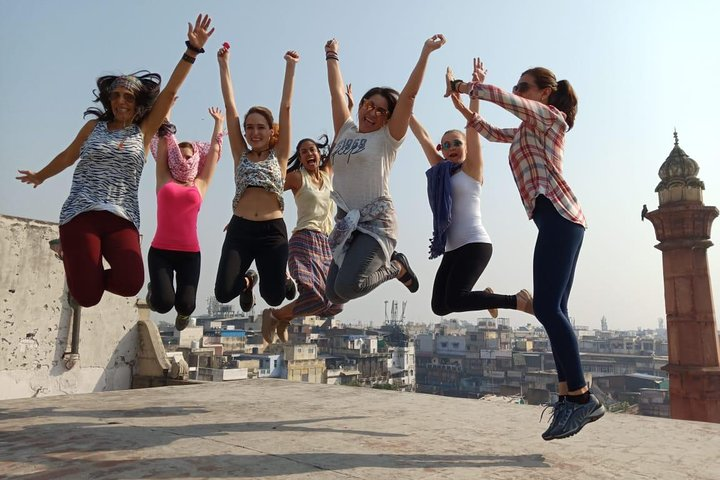 All girls group having the best time.