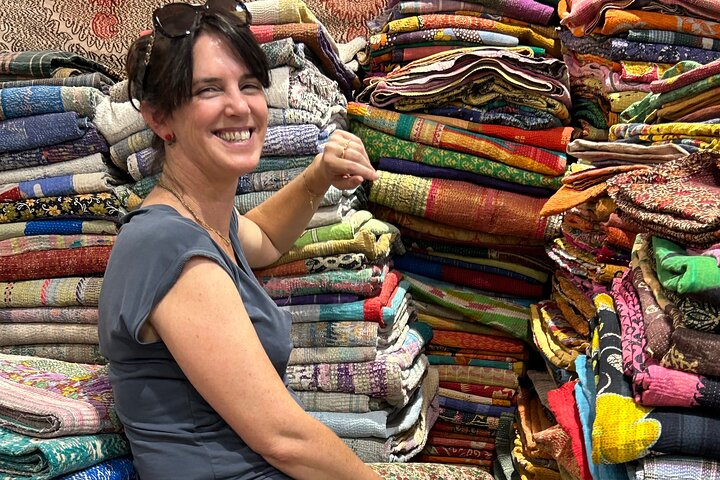 Choosing some vintage fabric